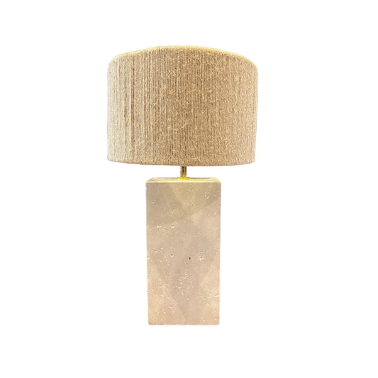 Tabot Travertine Table Lamp with Jute Shade