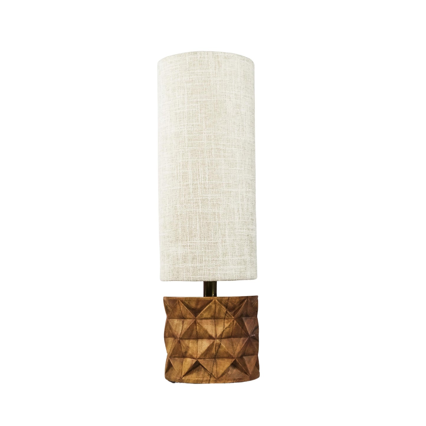 Grid Wooden Table Lamp with Fabric Shade
