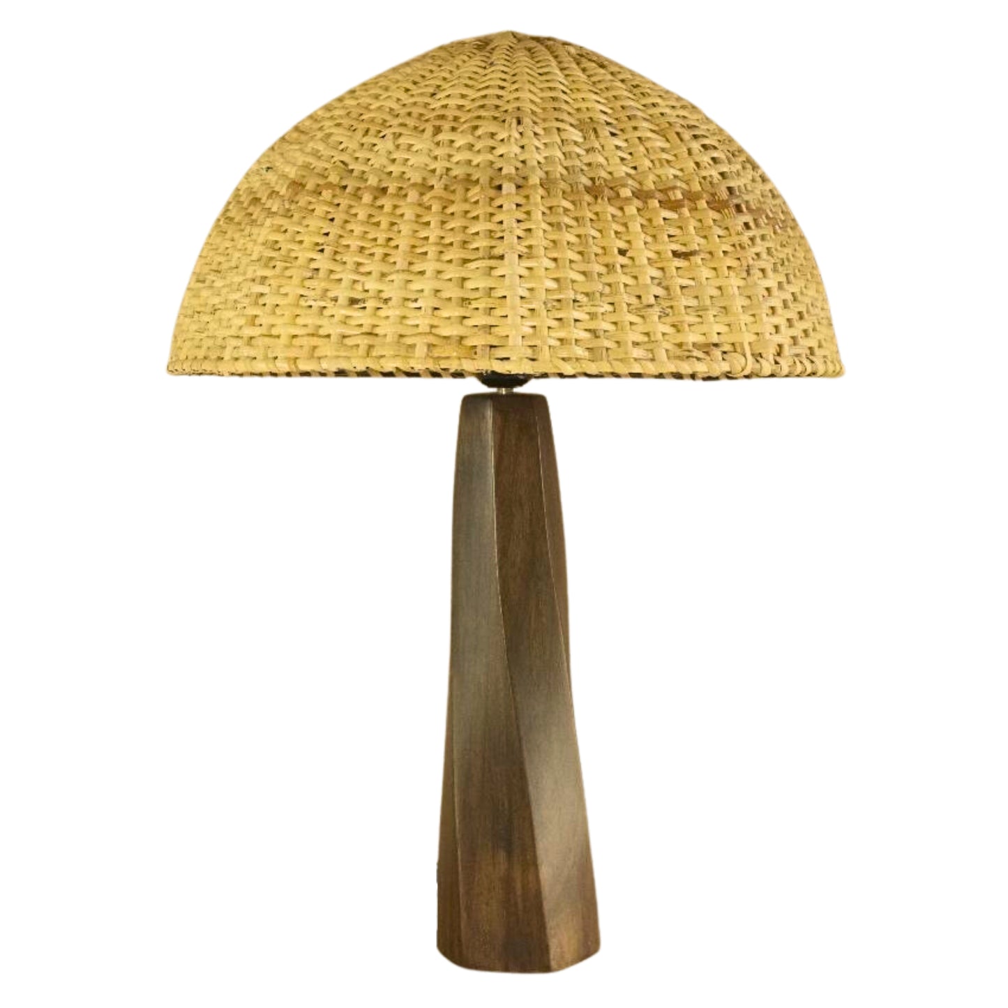 Obelisk Wooden Lamp With Cane Shade