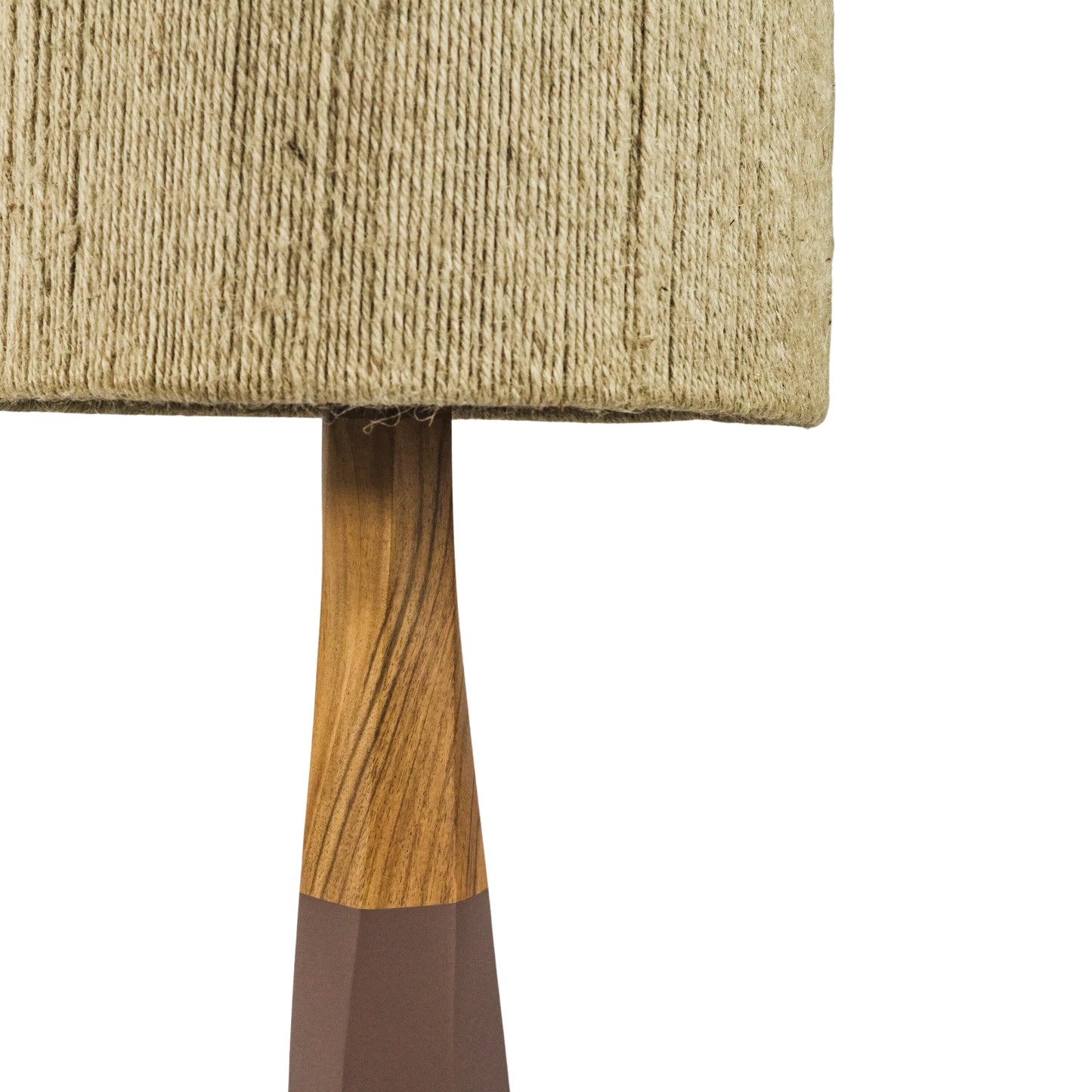 Obelisk Wooden Two Tone Lamp With Jute Shade